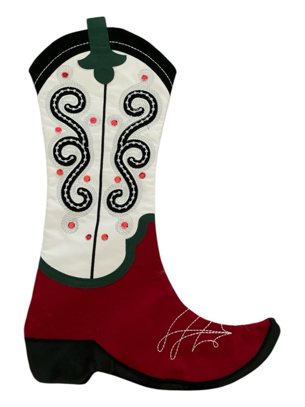 Red and White Western Boot Christmas Stocking